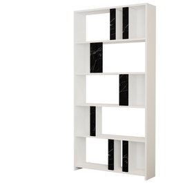 Hanah Home Lima Estantería Blanca y Negro Mármol